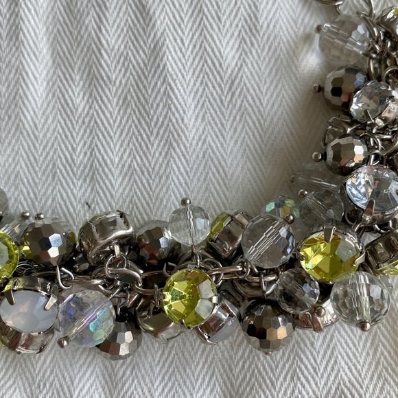 Loft Statement Necklace Silver, White, Green - Picture 4 of 7